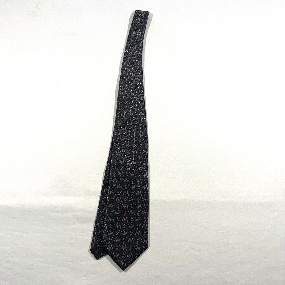 Dolce & Gabbana Vintage Neck Tie Black Purple Paisley Print Silk ITALY